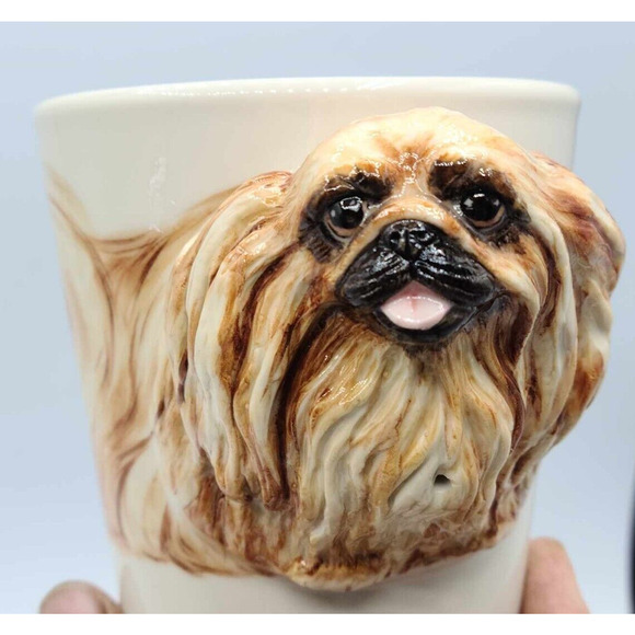 3D Pekingese Coffee Cup/Mug Hand Painted by Blue Witch Ceramics - Picture 4 of 16